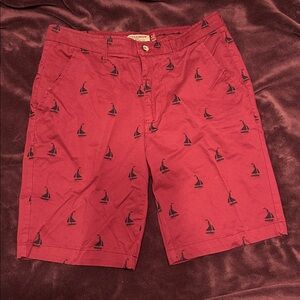 Men's Burgundy Sailboat Print Shorts